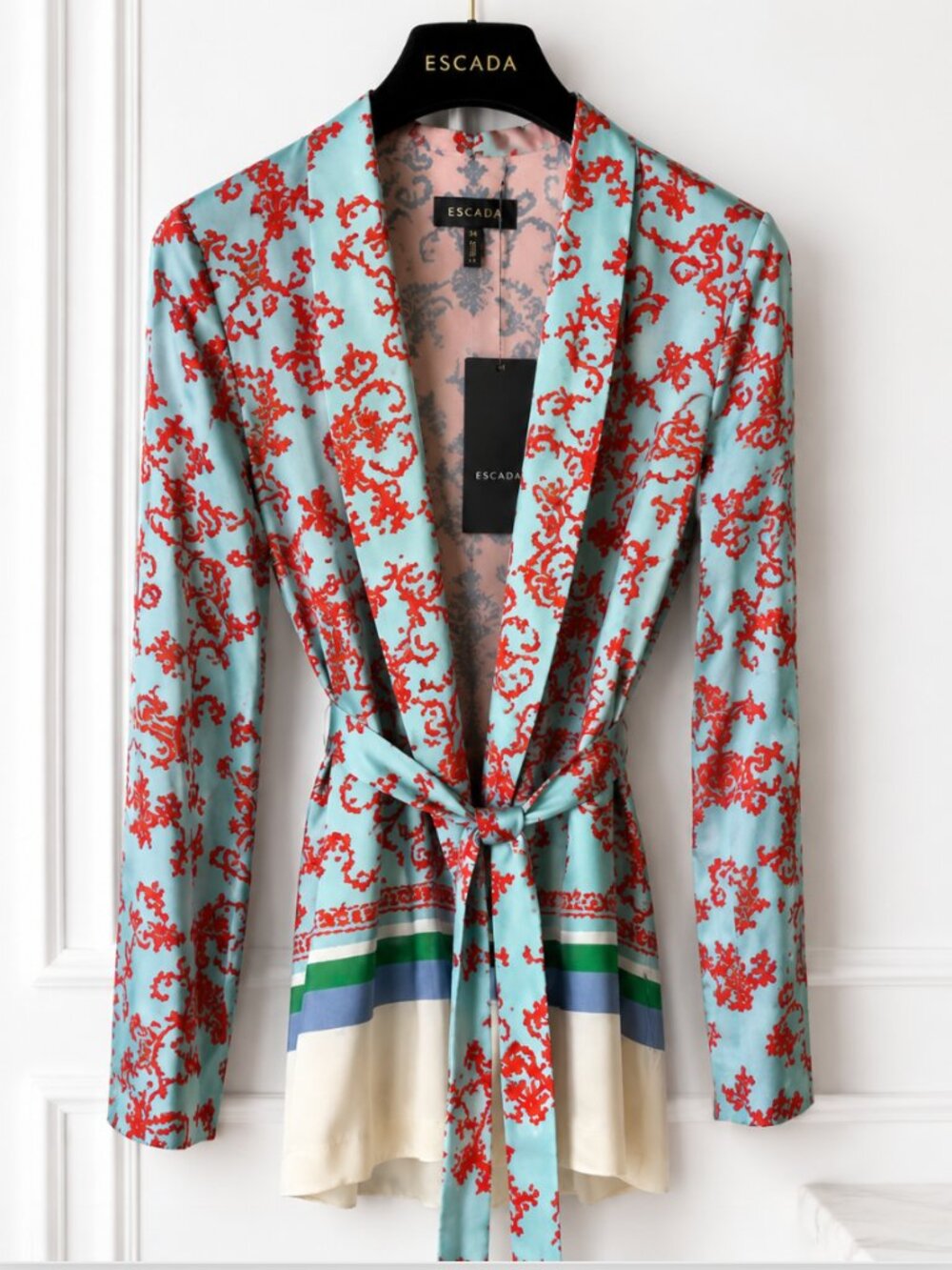ESCADA Birta 100% Silk Belted Resort Jacket